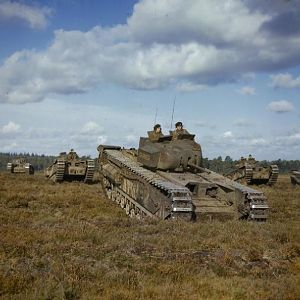 Churchill tanks of A and B Squadrons, 43rd Battalion, Royal Tank Regiment, 33rd Brigade; IWM TR 219