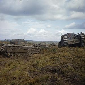 Churchill tanks, 43rd Battalion, Royal Tank Regiment, 33rd Brigade; IWM TR 215