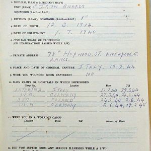 CAREY, John, 2721613, Lance Corporal, 1st Battalion IRISH GUARDS, Captured Italy, 10 Feb 1944 - WO 344-55-1