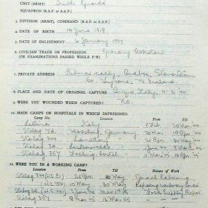 CORR, Patrick Joseph, 2718667, Guardsman, 1st Battalion IRISH GUARDS, Captured Italy, 4 Feb 1944 - WO 344-73-2