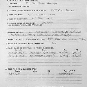 BENSON, Cecil Wilfred, 2718015, Lance Corporal, 1st Battalion IRISH GUARDS, Captured Norway, 26 May 1940 - WO 344-25-2