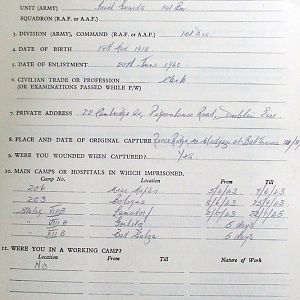 MYLES, Cyril Cobbe, 2721488, Lance Sergeant, 1st Battalion IRISH GUARDS, Captured Tunisia, 31 Mar 1943 - WO 344-230-2