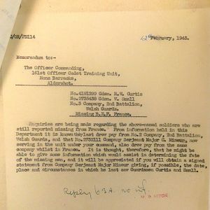 Welsh Guards Missing Personnel, BEF