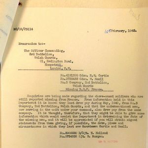 Welsh Guards Missing Personnel, BEF