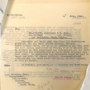 Welsh Guards Missing Personnel, BEF