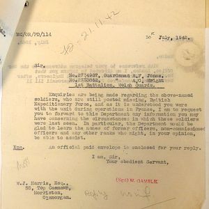 Welsh Guards Missing Personnel, BEF