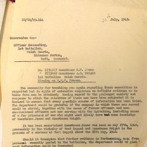 Welsh Guards Missing Personnel, BEF