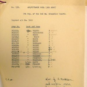 Grenadier Guards Missing Personnel, BEF