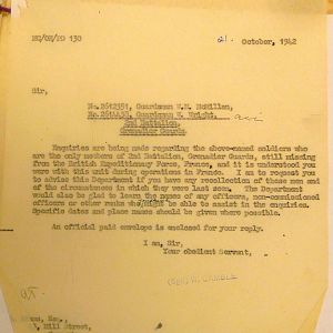 Grenadier Guards Missing Personnel, BEF