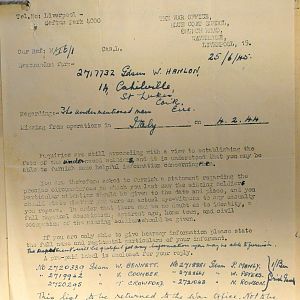 1st Battalion Irish Guards, Italy, Missing Personnel file