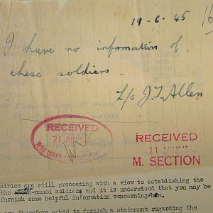 1st Battalion Irish Guards, Italy, Missing Personnel file