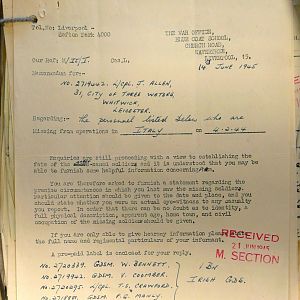 1st Battalion Irish Guards, Italy, Missing Personnel file