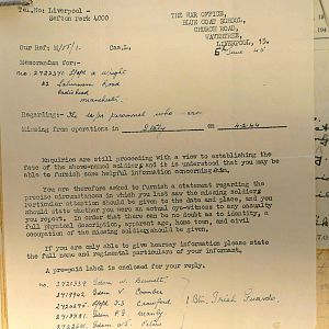 1st Battalion Irish Guards, Italy, Missing Personnel file