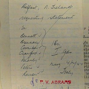 1st Battalion Irish Guards, Italy, Missing Personnel file