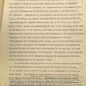 Procedure for the submission of recommendations for awards to the Merchant Navy