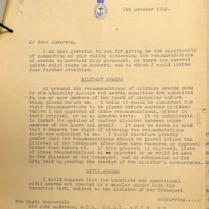 Procedure for the submission of recommendations for awards to the Merchant Navy