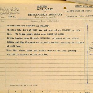 September War Diary, 3 Tank Battalion Scots Guards 1944