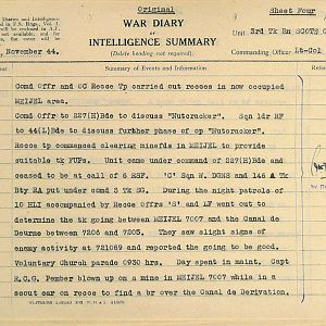 November War Diary, 3 Tank Battalion Scots Guards 1944