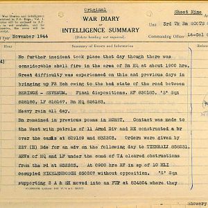 November War Diary, 3 Tank Battalion Scots Guards 1944