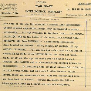 November War Diary, 3 Tank Battalion Scots Guards 1944