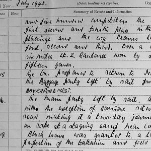 July War Diary, 3rd Battalion Irish Guards, 1943