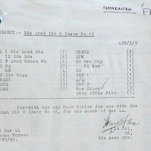 March War Diary, G Branch Guards Armoured Division, 1944