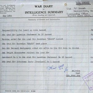 May War Diary, G Branch Guards Armoured Division, 1944
