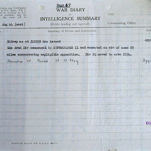 August War Diary, Guards Armoured Division, G Branch, 1944