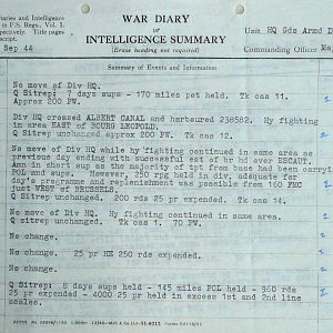 September War Diary, Guards Armoured Division, G Branch, 1944
