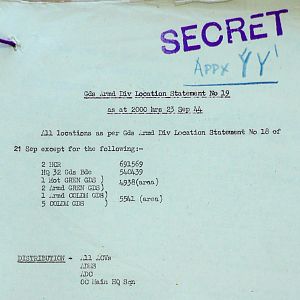 September War Diary, Guards Armoured Division, G Branch, 1944