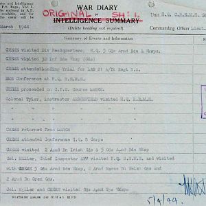 March War Diary, Guards Armoured Division C.R.E.M.E., 1944