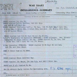 June War Diary, Guards Armoured Division C.R.E.M.E., 1944
