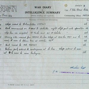 July War Diary, 5th Guards Armoured Brigade Workshops, REME, 1944