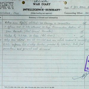 October War Diary, 5th Guards Armoured Brigade Workshops, REME, 1944