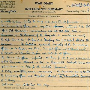 January War Diary, 6th Motor Battalion GRENADIER GUARDS, 1943