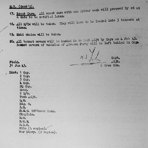 February War Diary, 6th Motor Battalion GRENADIER GUARDS, 1943