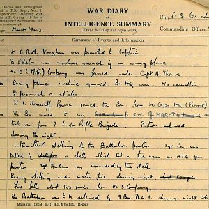March War Diary, 6th Motor Battalion GRENADIER GUARDS, 1943