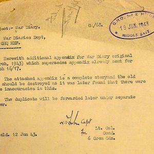 March War Diary, 6th Motor Battalion GRENADIER GUARDS, 1943