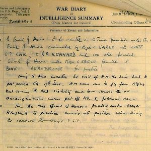 June War Diary, 6th Motor Battalion Grenadier Guards, 1943
