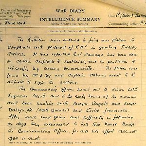 June War Diary, 6th Motor Battalion Grenadier Guards, 1943