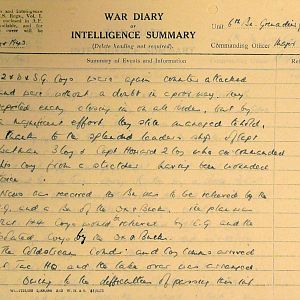 November War Diary, 6th Motor Battalion Grenadier Guards, 1943