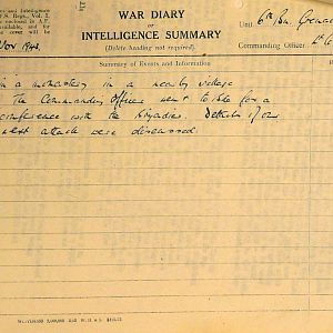 November War Diary, 6th Motor Battalion Grenadier Guards, 1943
