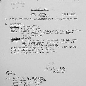 November War Diary, 6th Motor Battalion Grenadier Guards, 1943