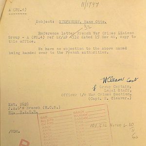 Detention of Feldwebel Ludwig Kiechle