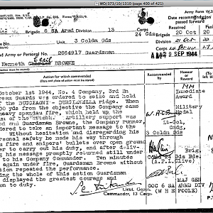 BROWNE, Kenneth Cecil, 2664917, Guardsman, 3 CG, MM