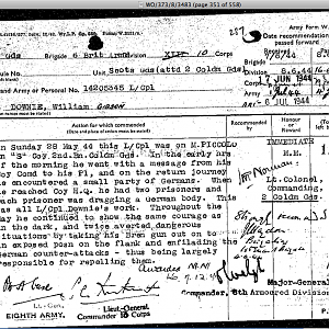 DOWNIE, William Gibson, 14205345, Lance Corporal, SG attached 2 CG, Military Medal