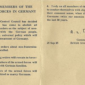 Memorabilia. Non Fraternisation. Germany 1945, pages 2, 3.