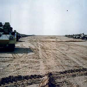 Meeting up of 1 Royal Scots and Royal Scots Dragoon Guards (Carabiniers and Greys) in the Gulf War.
