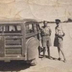 Rowland with the CO (Colonel Percival ?) and the trusty Staff Car