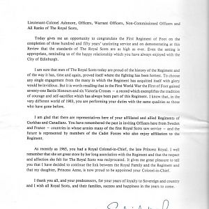 H.M. The Queen's Letter To The Royal Scots (The Royal Regiment)